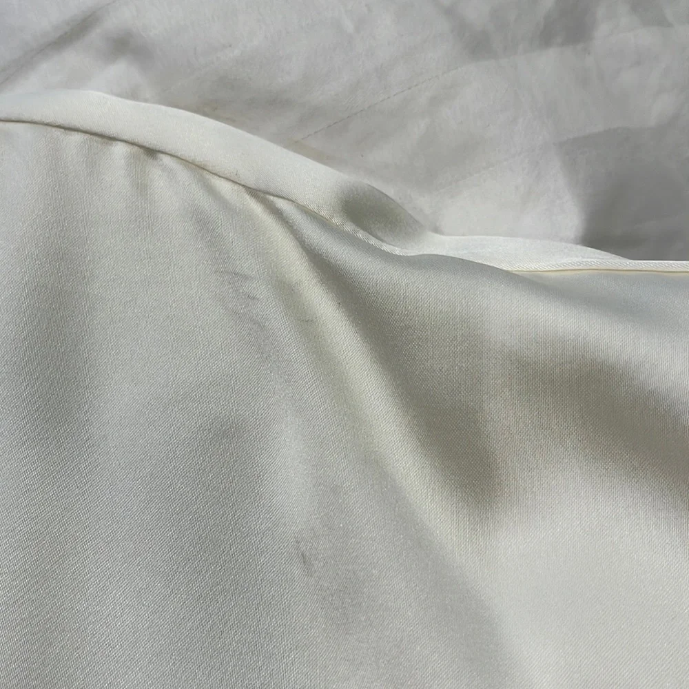 Massimo Dutti Studio tuxedo style silky oversized button up dress cream/black M - Picture 13 of 14